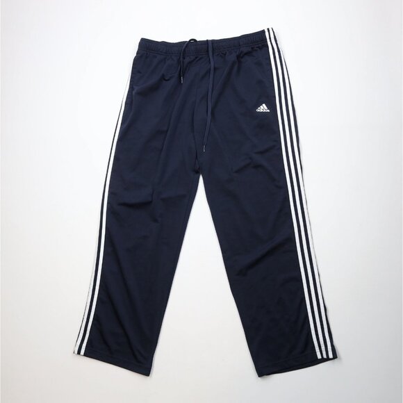 Vintage Y2K Adidas Mens XL Spell Out Striped Wide Leg Sweatpants Pants Blue